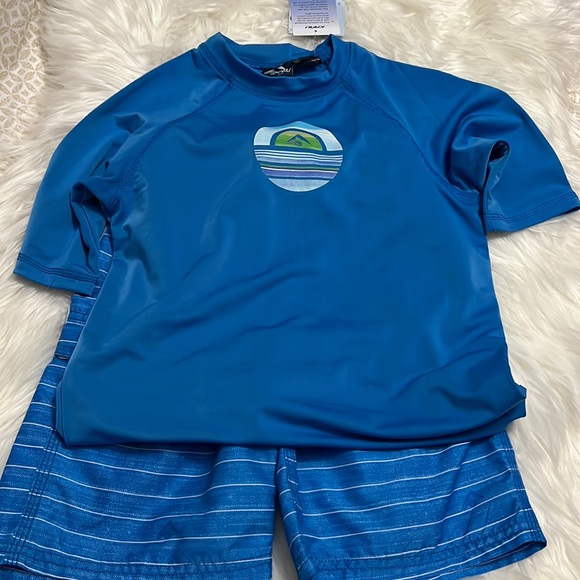 Rash guard and swim shorts